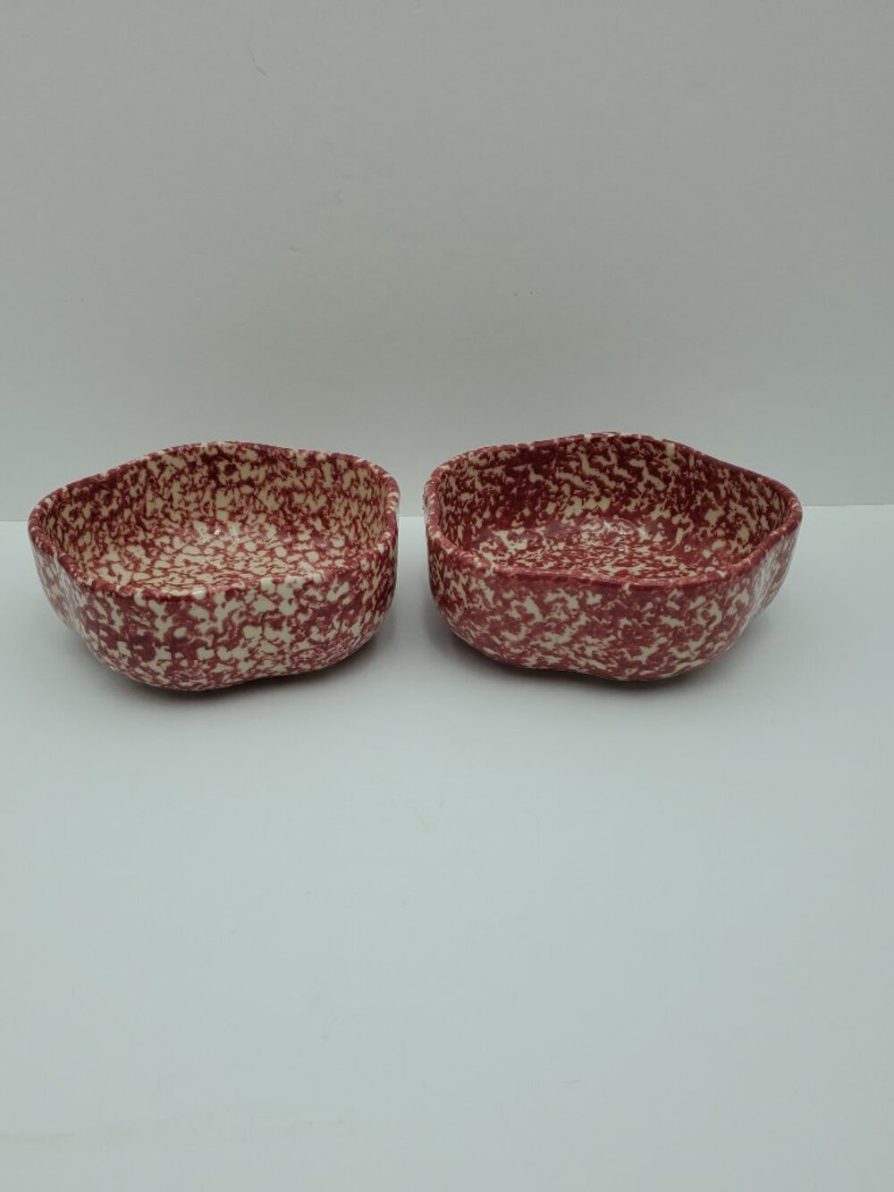 Workshops of Gerald E. Henn Rose Sponge 6.5" Petal Bowls Roseville Spongeware